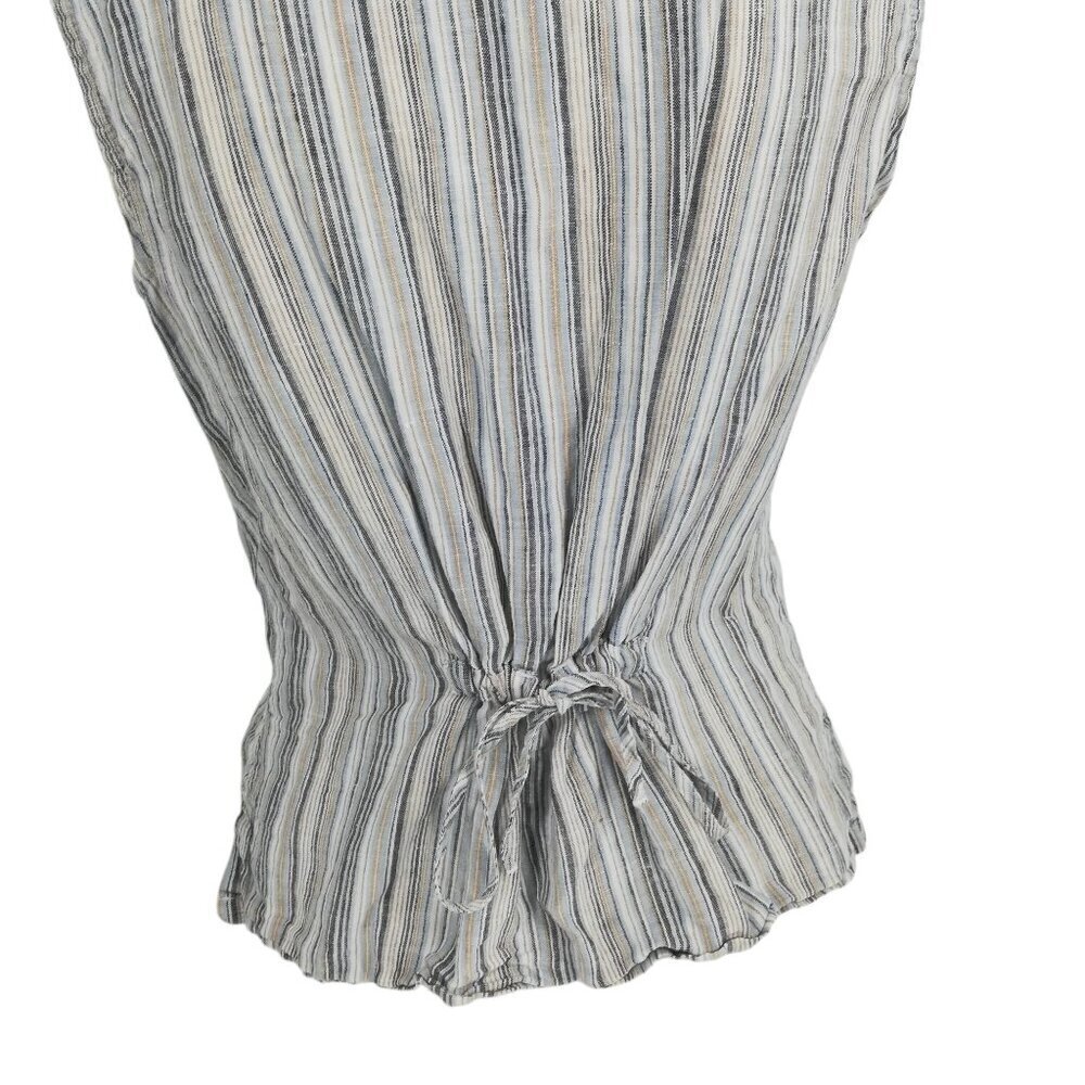 TSD Two Star Dog 100% Linen Striped Sleeveless Button Front Blouse Size S Blue - Picture 12 of 15